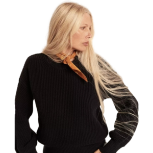 MADEWELL black Long Balloon Sleeve Pullover Crew Neck Chunky Knit Sweater